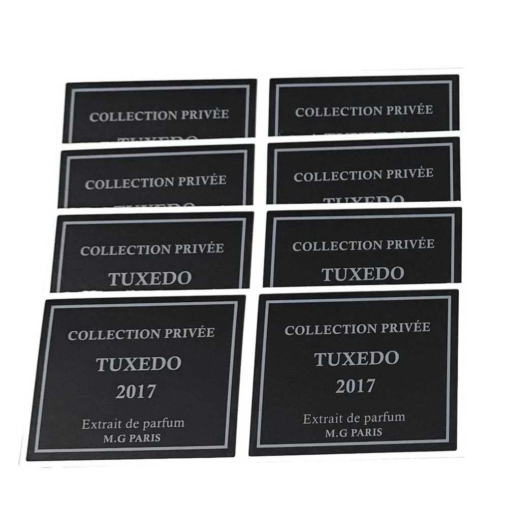 100pcs 80x80mm Hot Sale Black Background Vinyl Sticker For Bottle Jar Custom Business Name Color Shape |