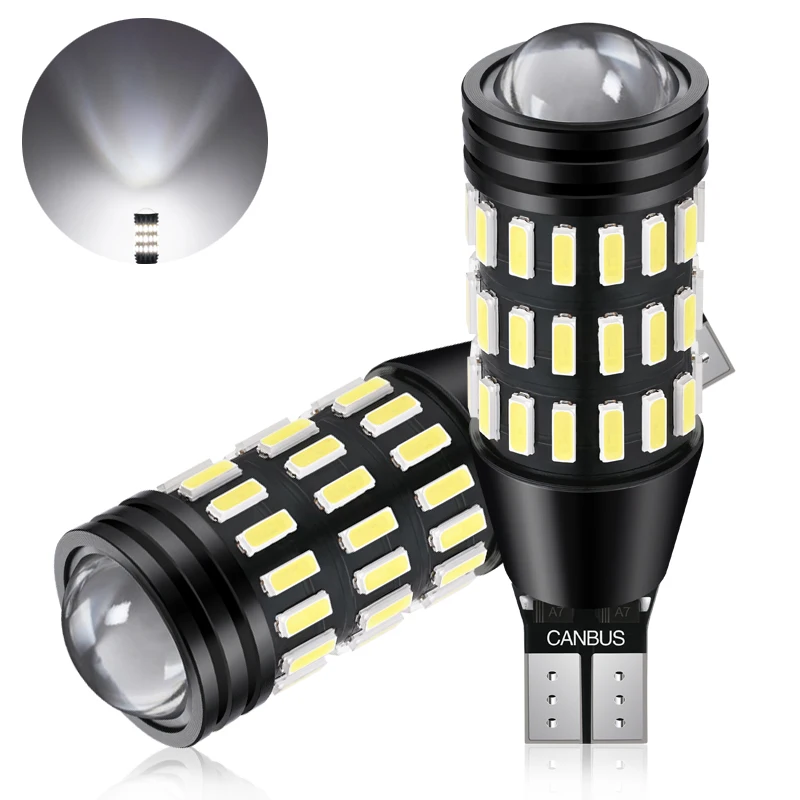 

JIACHI 2PCS T15 LED Bulbs 921 912 Car Reverse Lamp W16W Auto Signal Light Parking Backup Lights Canbus Error Free DC12-24V White