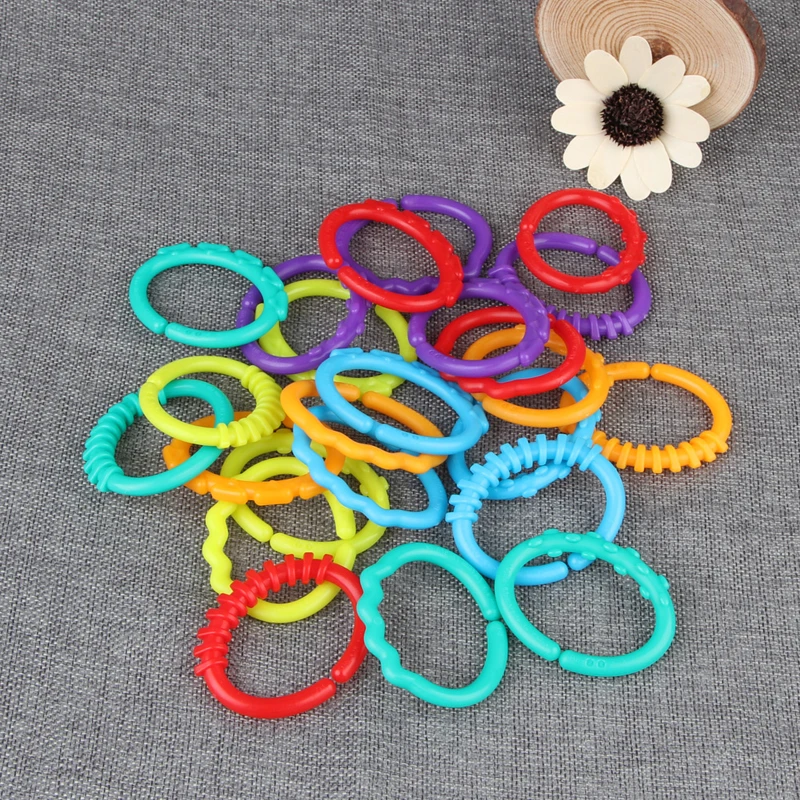 

New Baby Teething Ring Colorful Rainbow Rings Stroller Gift Decoration Toys 24Pcs