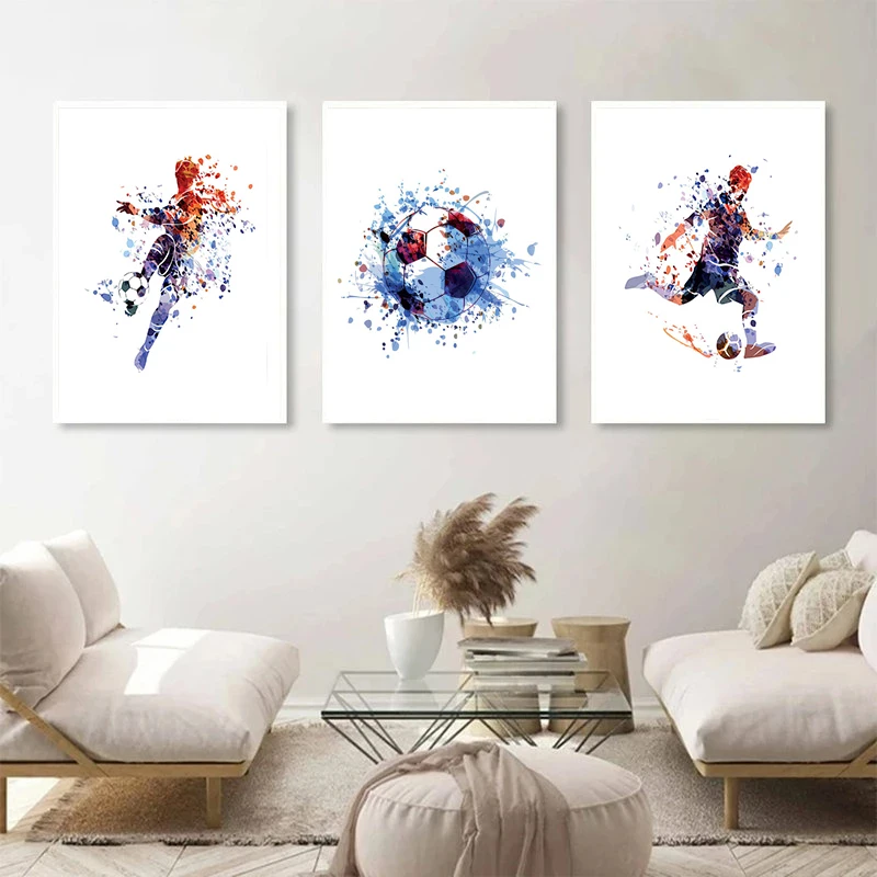 

Современный абстрактный художественный постер по футболу, Постер со звездами, холщовая печать, картина для гостиной, детской комнаты, украшение для дома