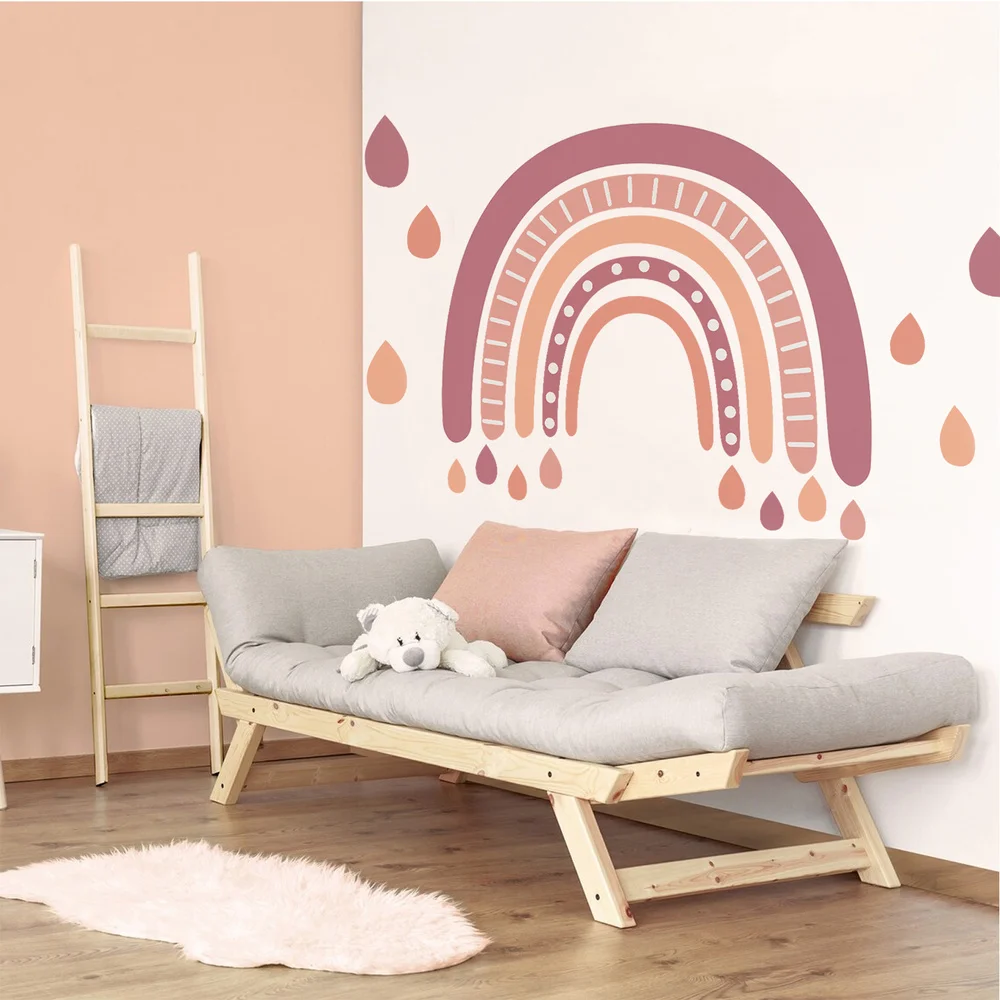 

1x Rainbow Paradise Wall Art Sticker PVC Self Adhesive Raindrop Sticker Boys Girls Kids Room Bedroom Decorative Stickers