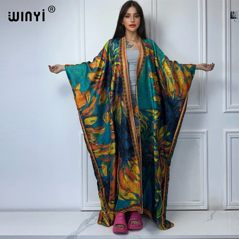 WINYI высокое качество открытое пальто с принтом в стиле бохо пляжная одежда