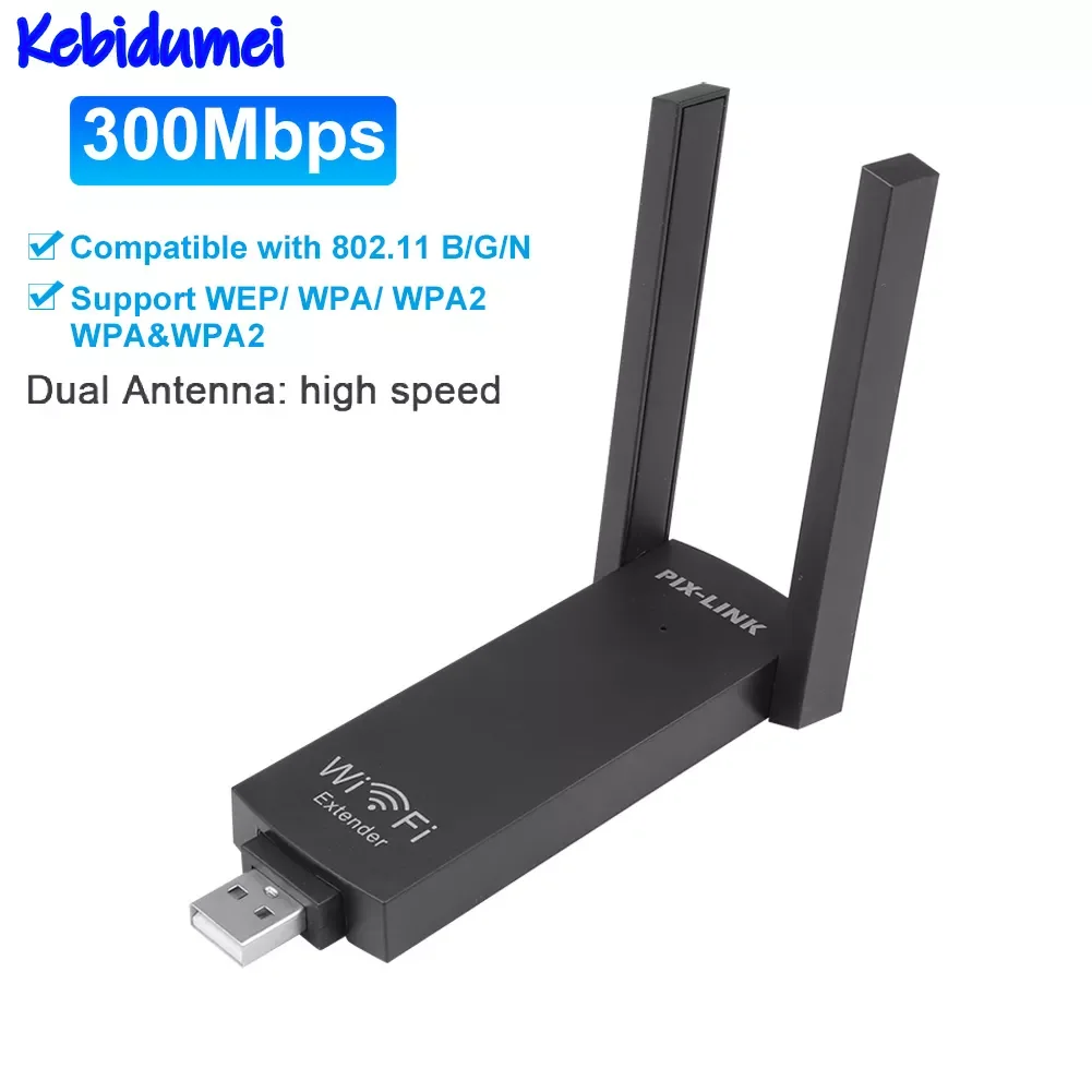 

Portable USB WiFi Signal Extender Dual Antenna High Speed Wide Coverage Router 300Mbps Wireless Network Repeater