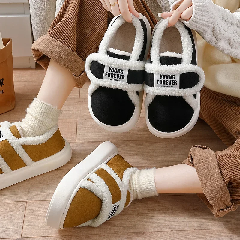 Зимние женские ботильоны уличные Нескользящие ботинки на толстой подошве для