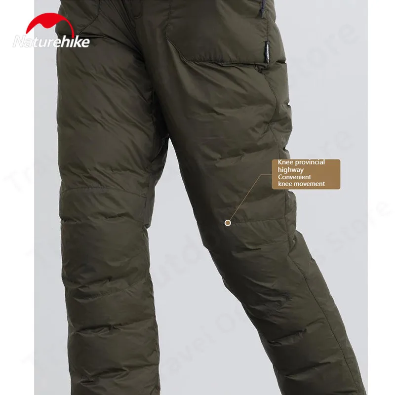Naturehike Lightweight Outdoor Down Pants Men Women Thickened Winter Warm Breathable 1000Fp Leisure Hiking Trousers -5 ~ 5℃