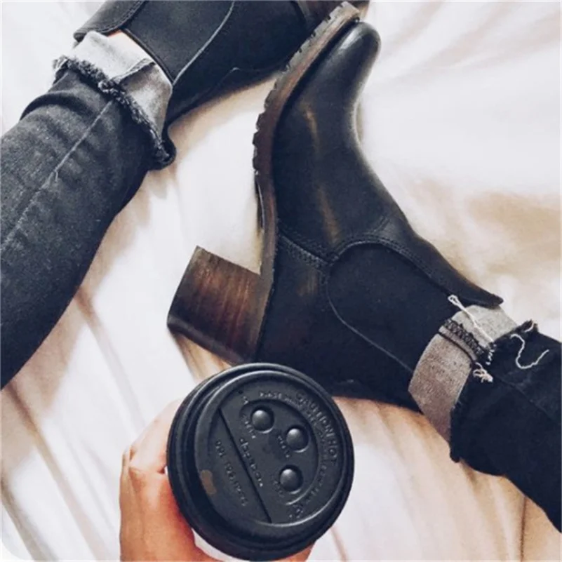 2022 Trend Women Ankle Boots Winter Designer Luxury High Heel Round Head Chelsea Women Shoes Elegant Low Ladie Boots