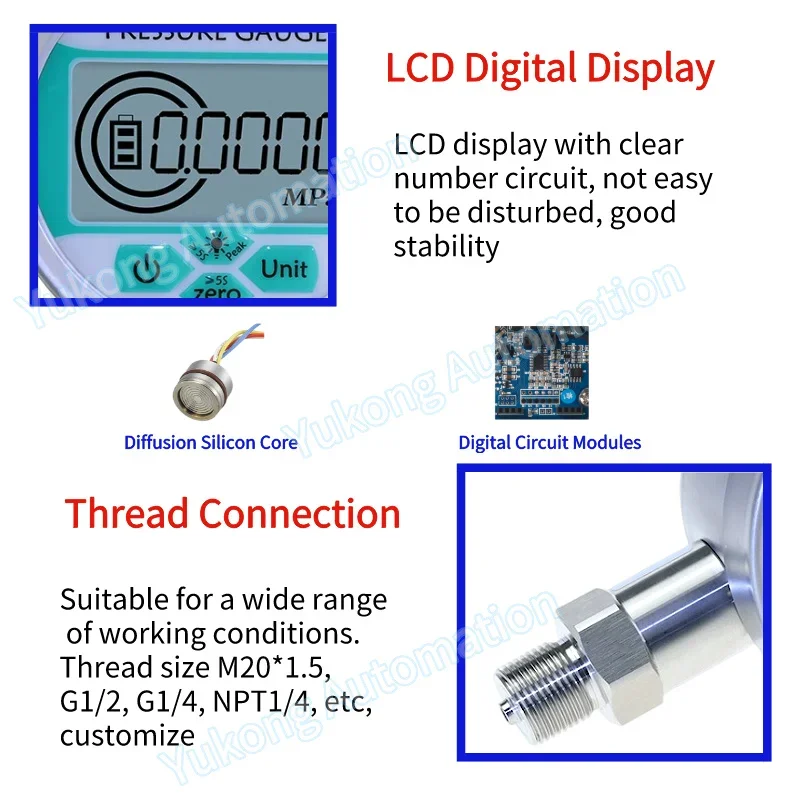Hochgenaues digitales Вакуумметр Дигинальный манометр Манометр 0-1000 бар