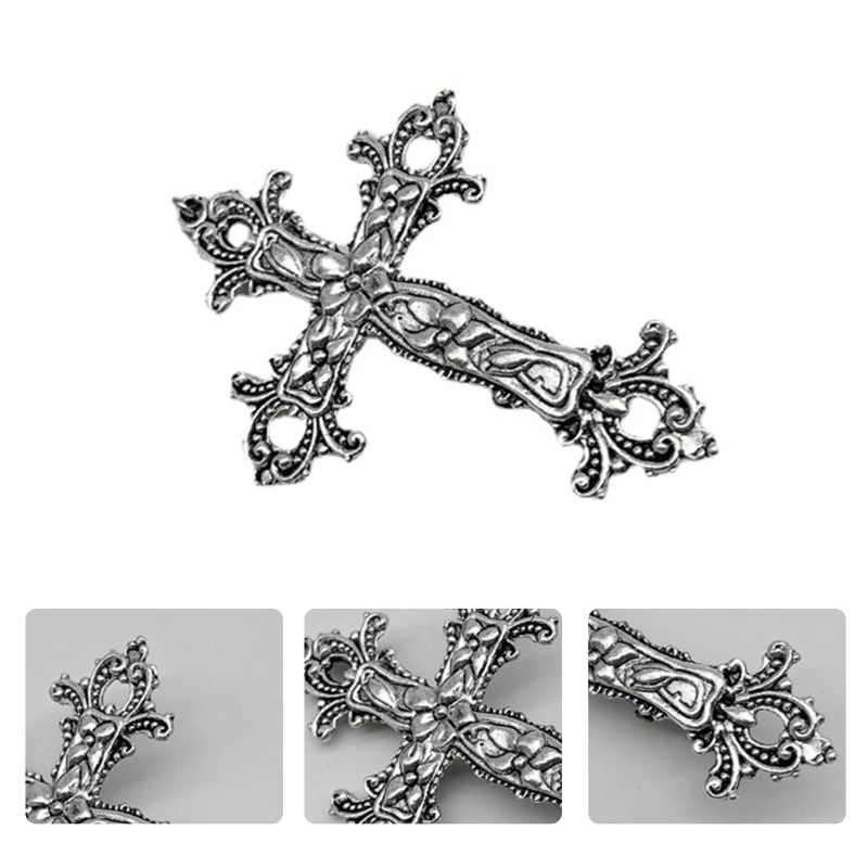 

Girls Punk Hair Clips Novelty Cross Shape Hairpin Antique Silver Alloy Hair Barrettes Gothic Design Hairpins for Kids
