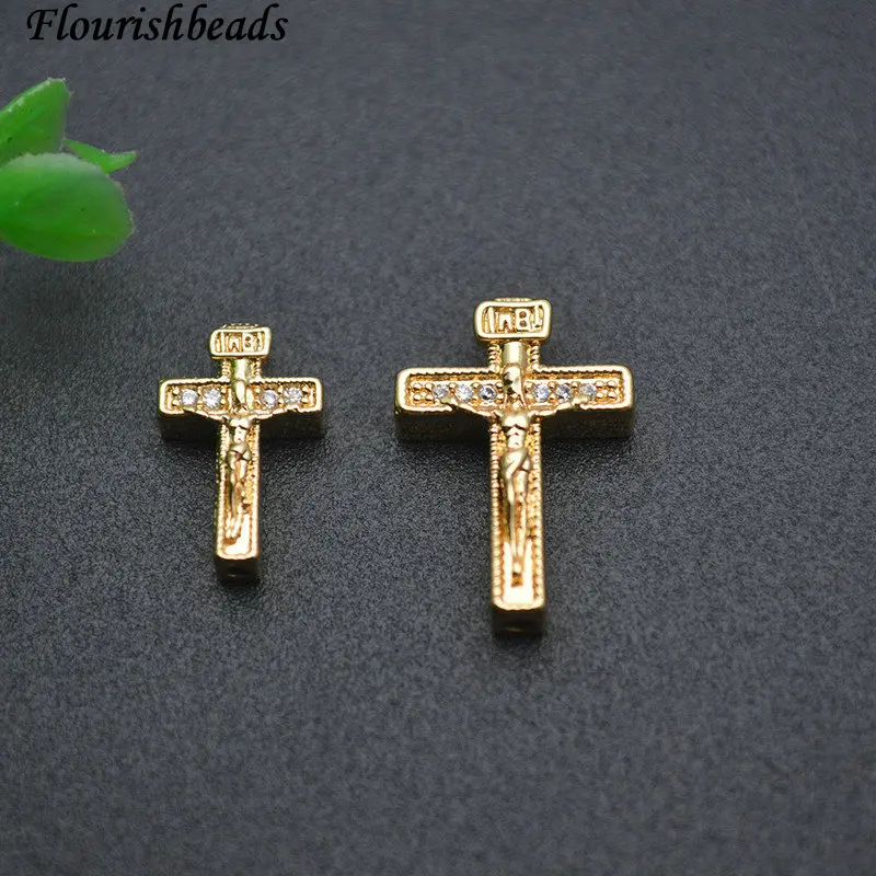 

30pcs Trendy Cubic Zircon Religious Cross Charms Metal Brass Gold Plated DIY Earrings Bracelet Jewelry Findings