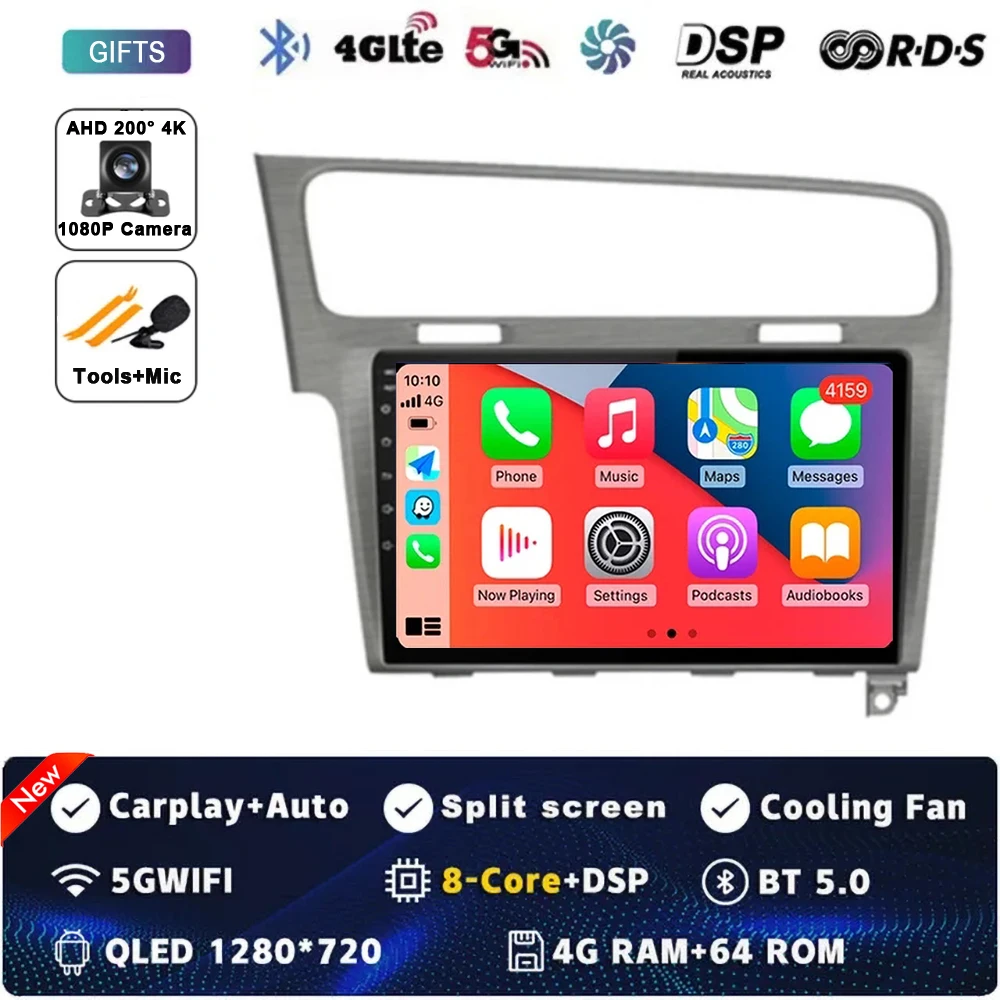 

Автомагнитола для Volkswagen VW Golf 7 MK7 GTI 2012-2020, мультимедийный плеер для Carplay, Android 14, автомобильный навигатор, GPS, стерео, новый видеоплеер, Wi-Fi + 4G