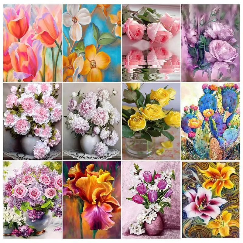 

5D DIY Diamond Painting Flowers Vase Peony Full Drill Embroidery Mosaic Art Picture Of Rhinestones Cross Stitch beads set Home D