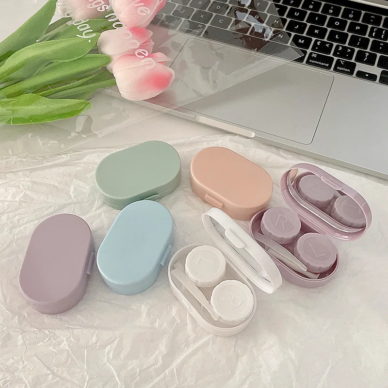 

1PCS Mini Contact Lens Case Smooth Candy Color Portable Travel Lady Holder Storage Eye Care Container with Mirror Lenses Box