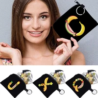 fruit lettern pattern coin purse women girl kids canvas coin money card holder case wallet pouch earphone key organizer bags