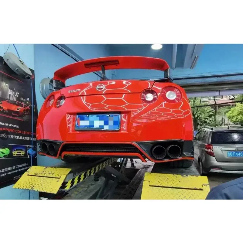 Настоящее углеродное волокно задний бампер диффузор багажник спойлер комплект