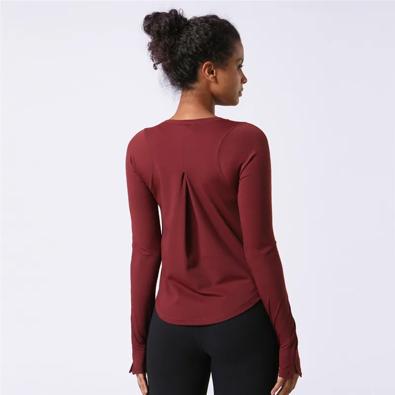 

Women Sport Top Female Slim Running Fitness Long Sleeve Yoga Shirt Wear Thumb Hole Athletic Loose Outdoor Running Gym Clothing