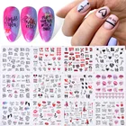 12 шт., наклейки для дизайна ногтей, цветы, любовь, красные губы, Водные Наклейки, переводные наклейки, набор слайдеров Фольга для татуажа, маникюрные украшения