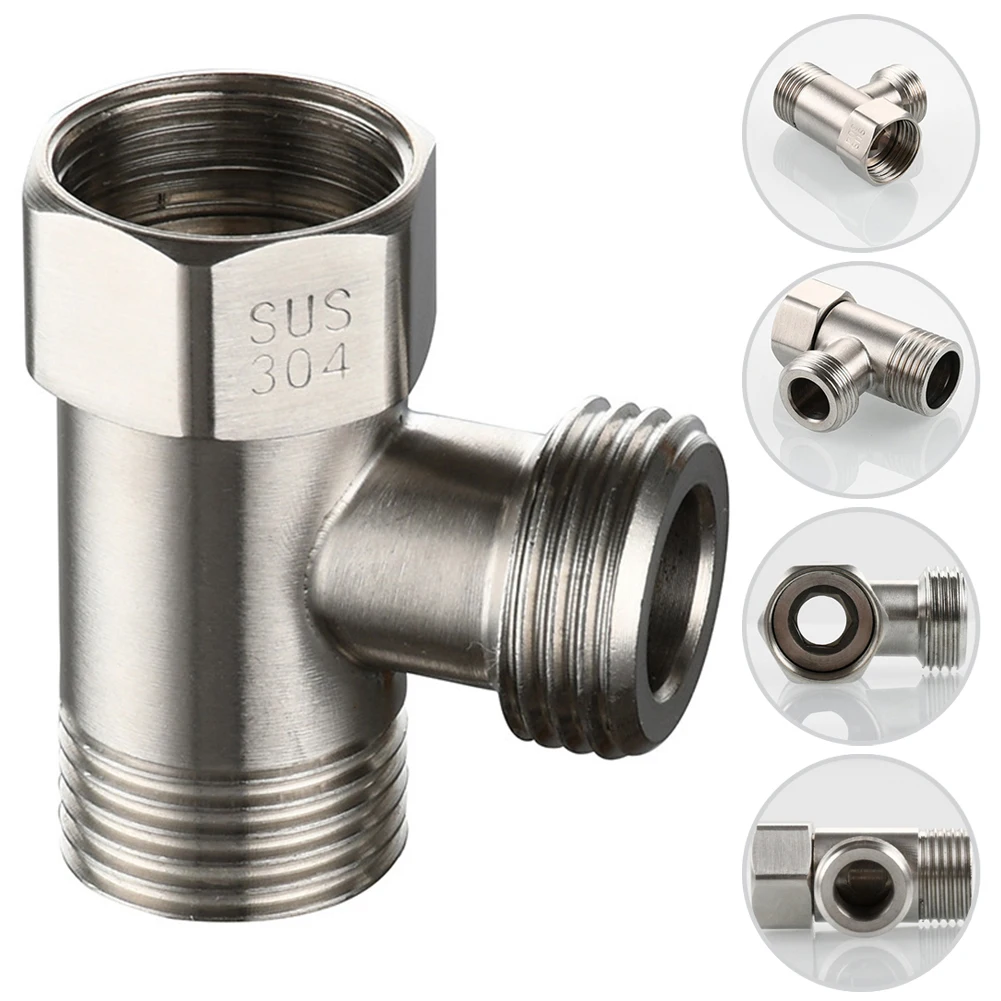 

Stainless Steel Diverter Valve T-shape 3 Fitting For Connecting Angle Valve Hose Faucet Shower G1/2 Inch Thread Connector