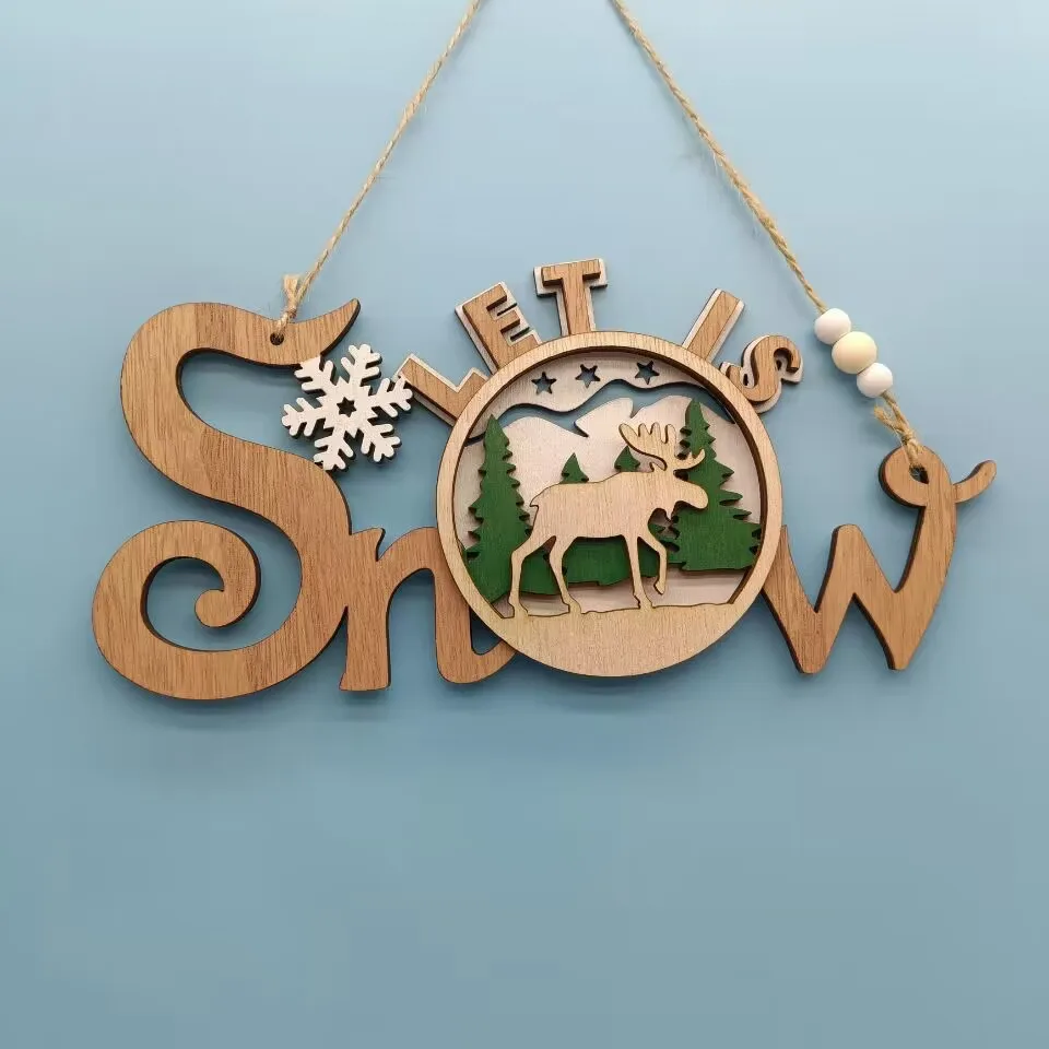 

Christmas Environmental Protection Decoration Wooden Crafts Creative Wooden Christmas Gift Decoration Laser Hollow Hanging