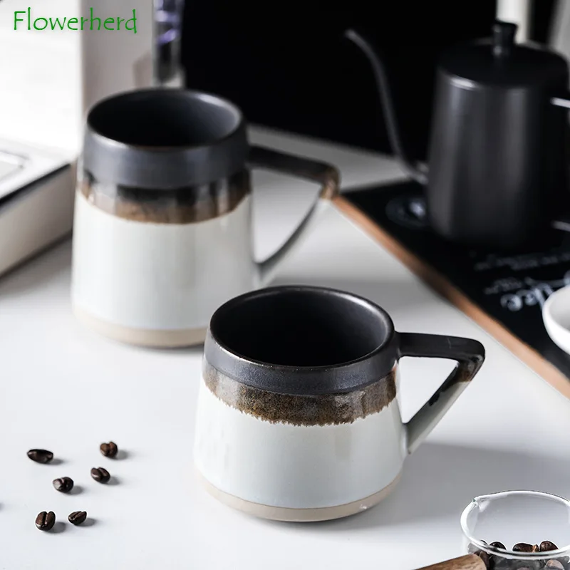 

Большая грубая керамическая кофейная кружка, Ретро керамическая кружка, кофейная чашка с ручкой, креативная кружка для молочного завтрака, ...