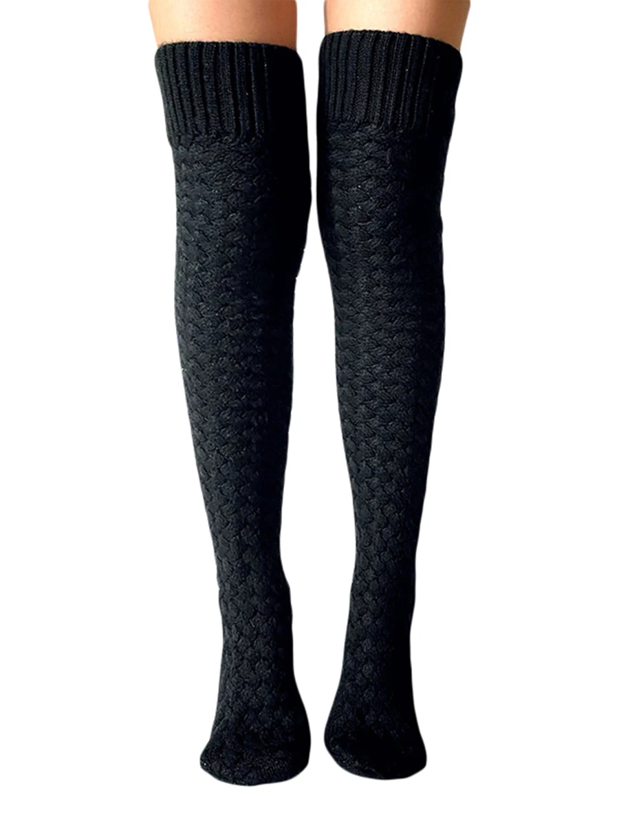 

Вязаные длинные чулки для женщин и девочек, высокие чулки до бедра, носки до колена, Зимние гетры выше колена, зимние теплые леггинсы