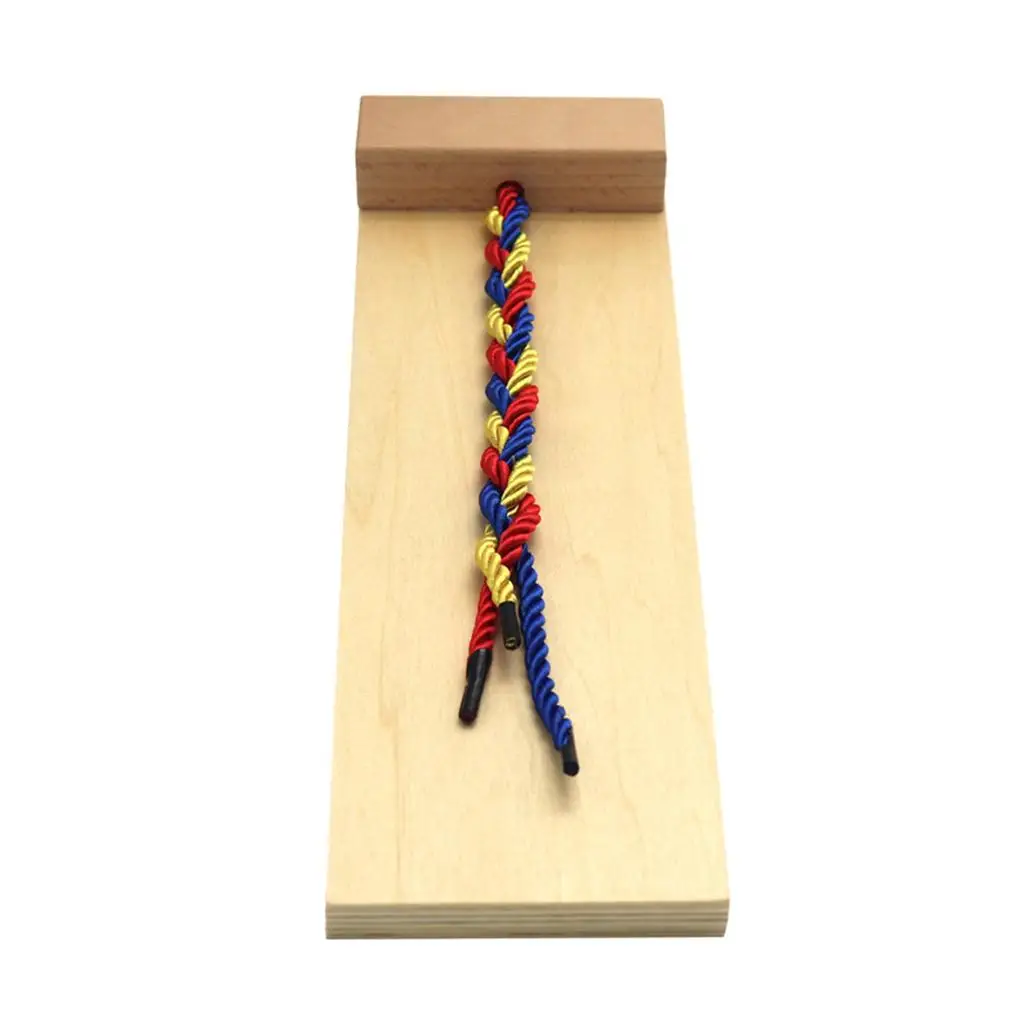

Montessori Wooden Red Yellow Blue Weaving Board Early Learning Life Skills Hand-eye Coordination Interactive Braid Weaving Set