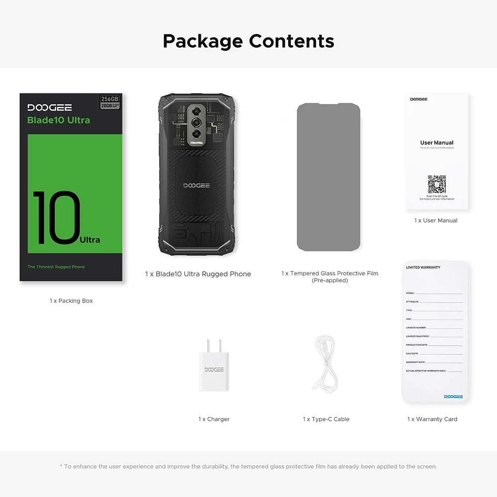 [Мировая премьера] Смартфон DOOGEE Blade 10 Ultra 20 ГБ (8+12) 256 50 МП 6 56'' Защищенный