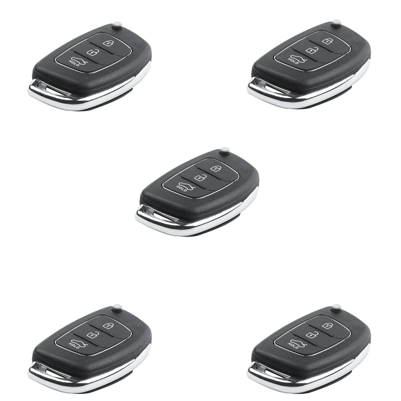 

5X Flip Key Shell Fit For HYUNDAI Ix45 Santa Fe Remote Key Case Fob 3-Button Black