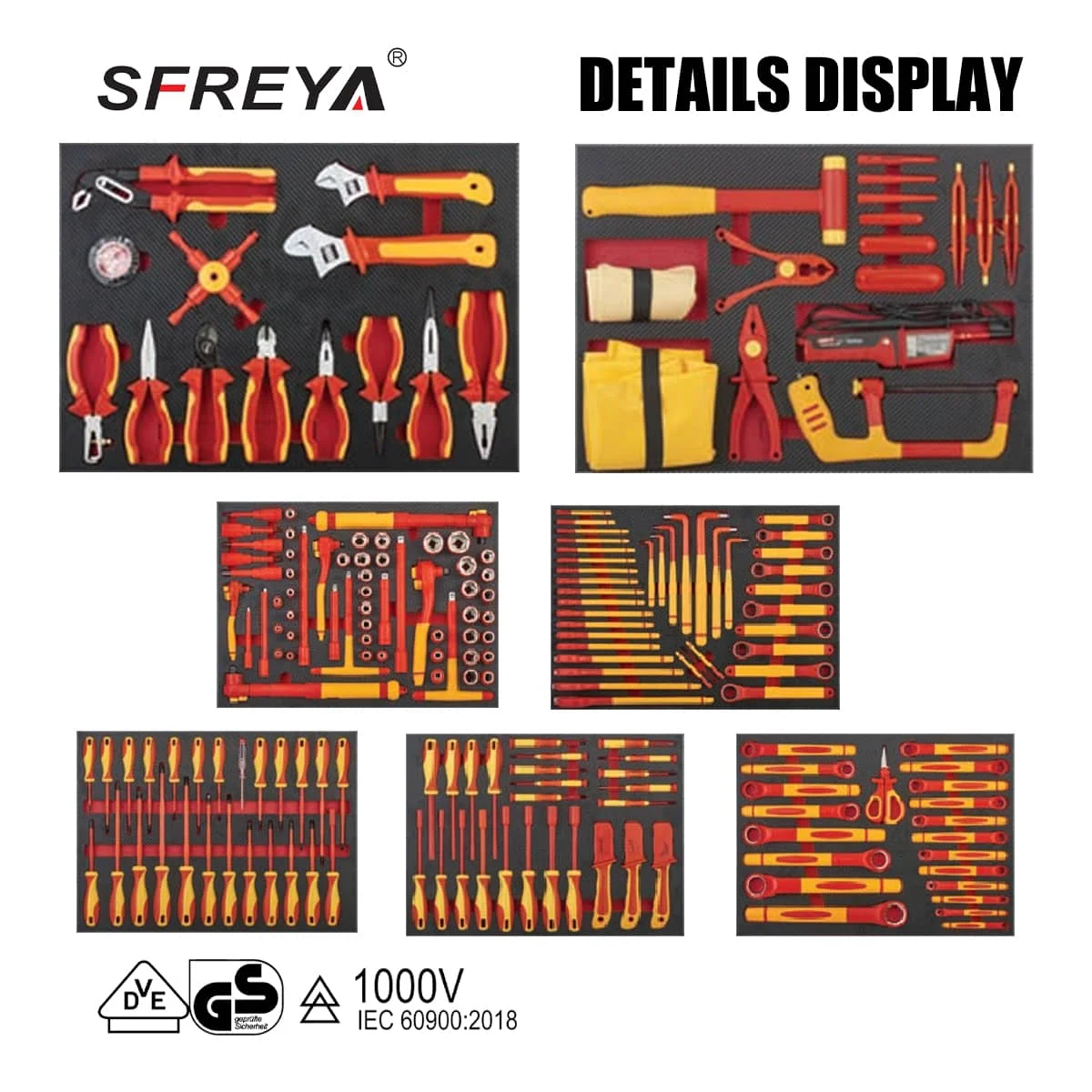 Фото SFREYA S691-198 198 шт. изолированный набор инструментов с изолированной ручкой, промышленный легкий инструмент, многофункциональный набор инструментов высокой твердости №2