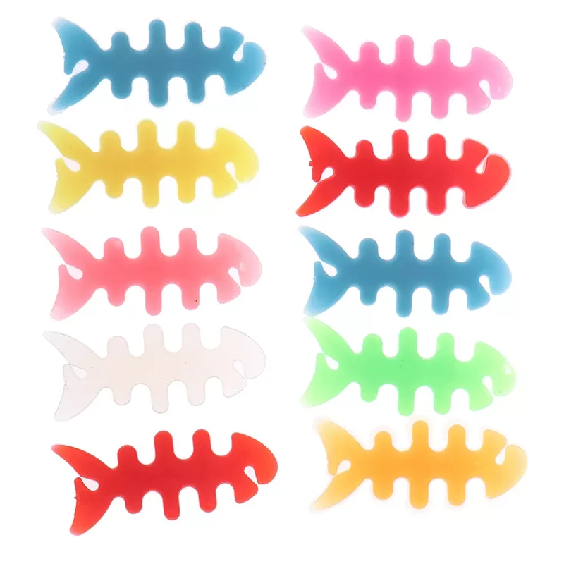 

Fish Bone Silicone Auto Cable Cord Wire Organizer Bobbin Winder Smart Wrap For Headphone Earphone Cable Winder