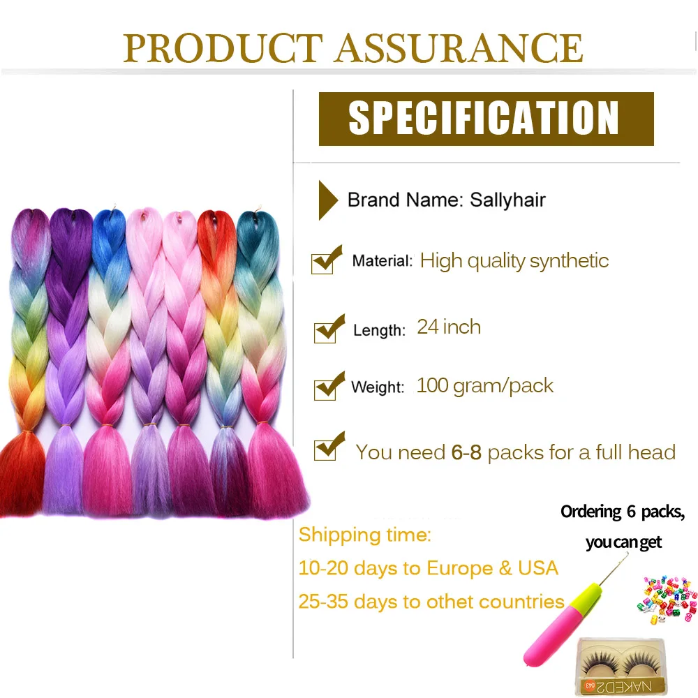 Sallyhair синтетические плетеные волосы черные розовые косички для женщин - купить по