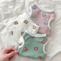 bear vest pet dog clothes cartoon cotton clothing dogs super small cute chihuahua print breathable summer white boy mascotas