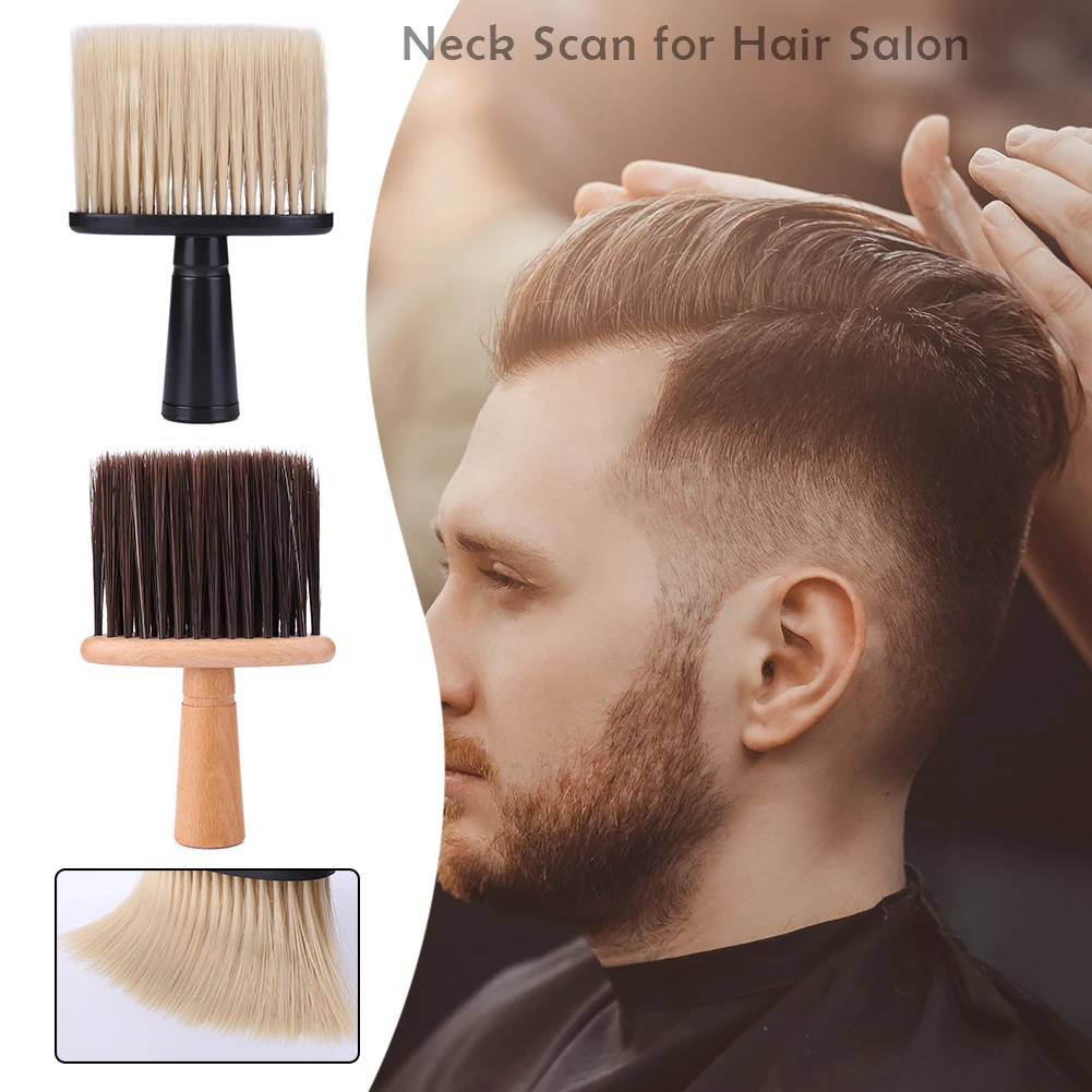

Wood Handle Neck Face Duster Hairbrush Comfortable Lightweight Portable Soft Salon Cutting Hairdressing Styling Tool
