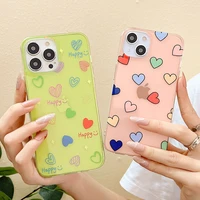ins happy smile love heart pattern case for iphone 14 13 12 11 pro max xs xr x 7 8 plus se soft silicone imd couple back cover