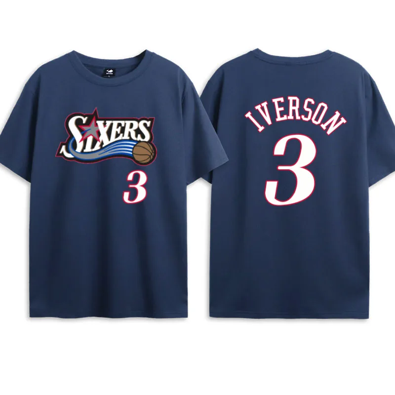 xiaomi 2022 new short sleeve T-shirt Allen Iverson No. 3 same cotton basketball 76ers classic round neck summer half sleeve