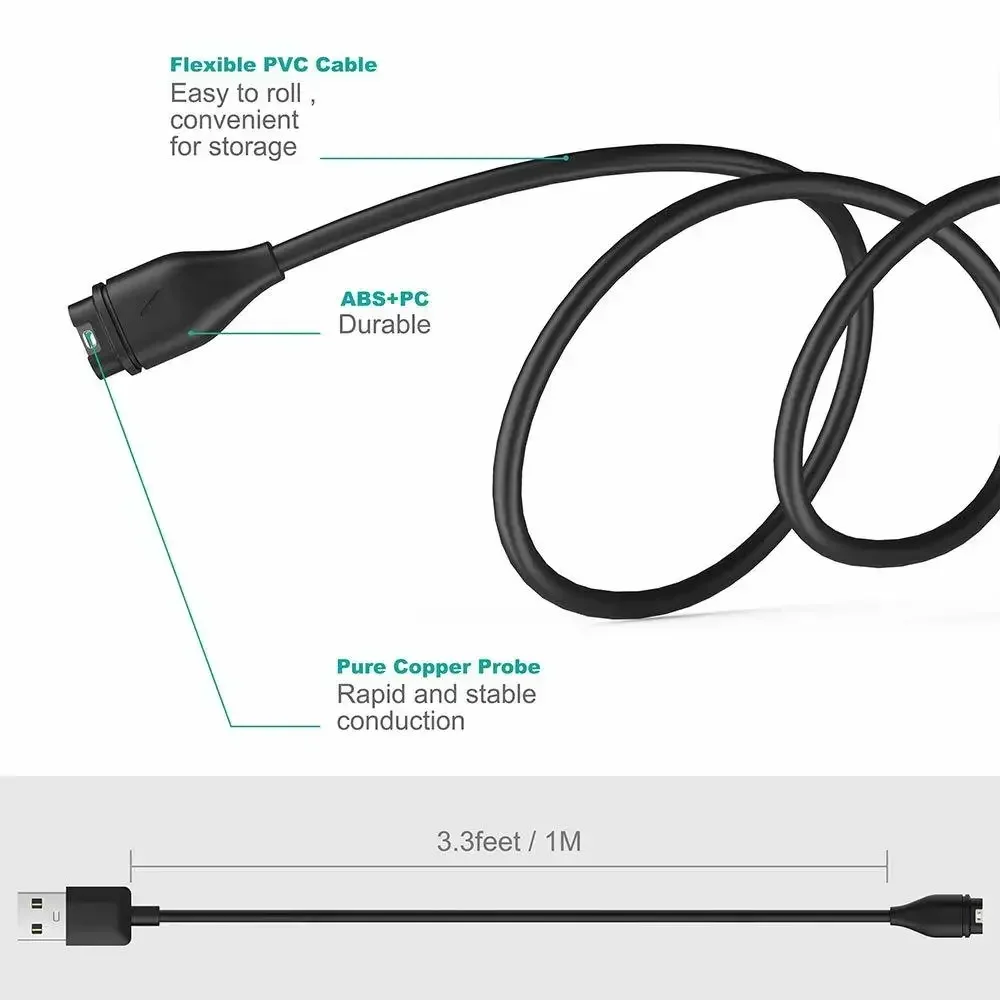 Фото USB-кабель для зарядки Garmin Fenix 8 51mm 7 7S 7X 6 6S 6X 5 5S 5X Vivoactive 3 4 4S Venu 2 2S SQ с пылезащитной заглушкой №3