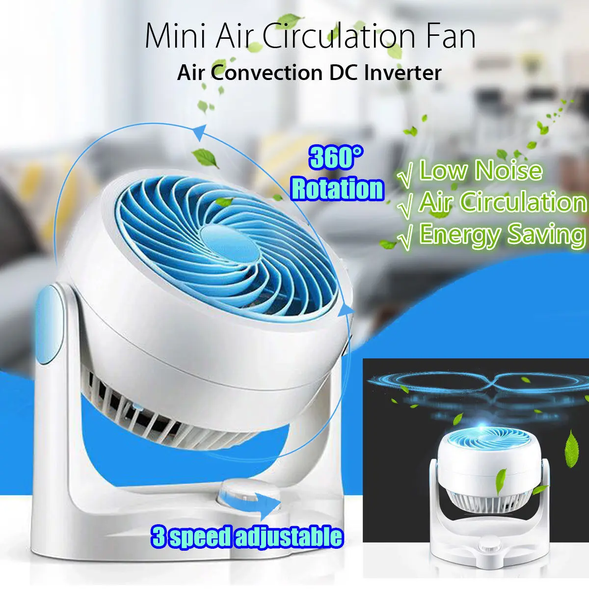 

New 3 Speed Air Circulation Desktop Mini Electric Fan Air Convection Air Circulator Turbo Low Noise Cooler Fan for Office Home