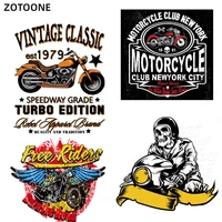 zotoone punk motorcycle skull patch iron on transfer a level washable stickers for clothes t shirt jacket applique thermal press