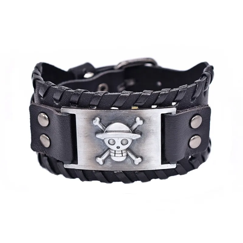 

Vintage Punk Wide Leather Bracelets Viking Skull Charm Men's Bracelets New Fashion Hip Hop Punk Jewelry Accessorie Party Gifts