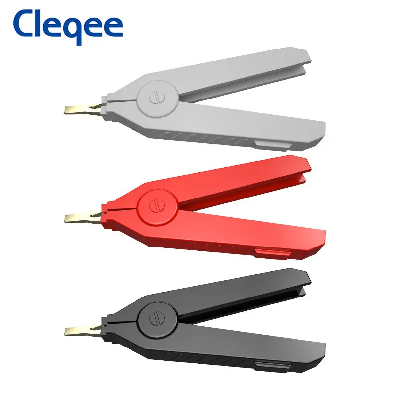 

Cleqee P2004 3PCS Alligator Clip 90mm Kelvin Clamps Gold Plate Copper LCR Test Clip Grey/Black/Red For Precision Instrume