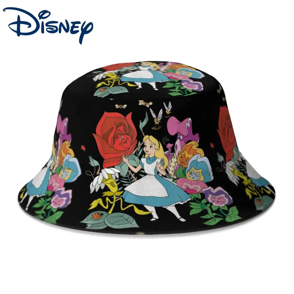 

Alice In Wonderland Alice In The Flowers Bucket Hat Disney Beach Foldable Bob Fishing Fisherman Hats Girls Boys Panama Gorros