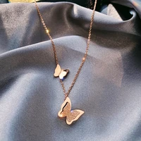 wangaiyao new fashion personality temperament butterfly titanium steel necklace female ins cold wind necklace wild collarbone ch