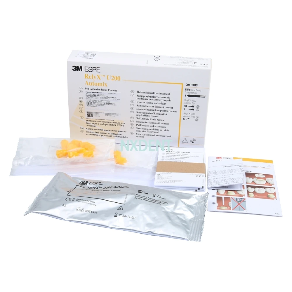 

New 1set 3M ESPE RelyX U200 A2 8.5g Self-Adhesive Resin Cement Clicker And Automix Dentist Material