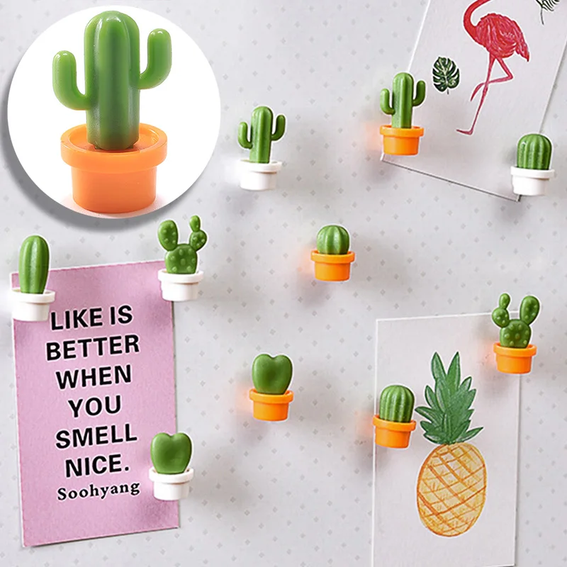 

6Pcs Creative Cactus Refrigerator Stickers Cute Mini Magnetic-absorbing Message Stickers Fixed Buckle Kitchen Decor Accessories