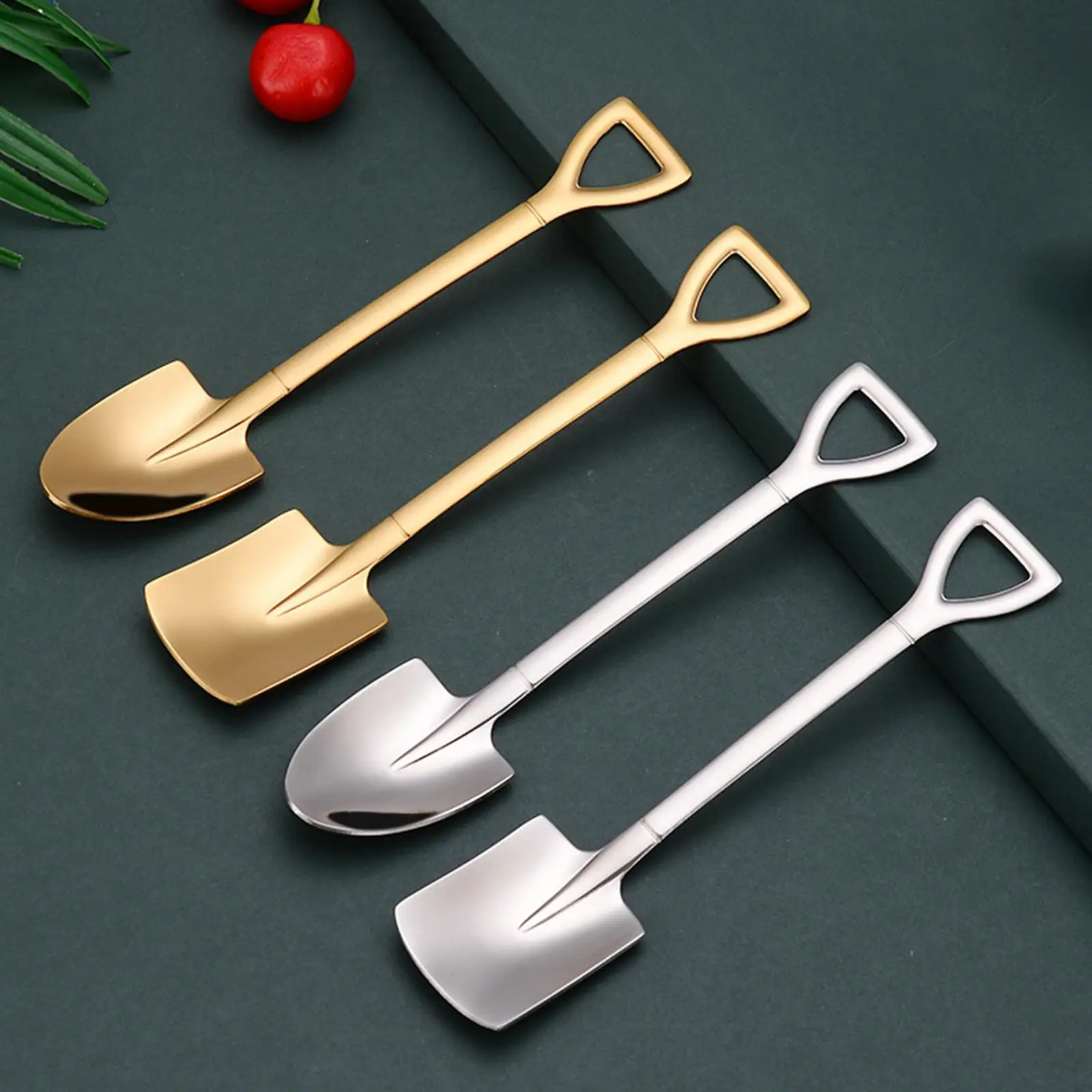 

Teaspoons Shovel Dessert Spoons Stainless Steel Coffee Spoon Honey Stirring Mixing Spoons for Cake Sugar Ice Cream Fruit