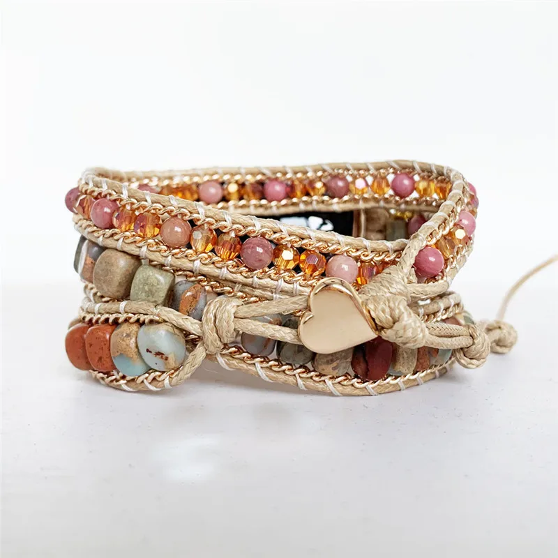 Модный богемный многослойный браслет из натурального камня для Apple ремешки часов