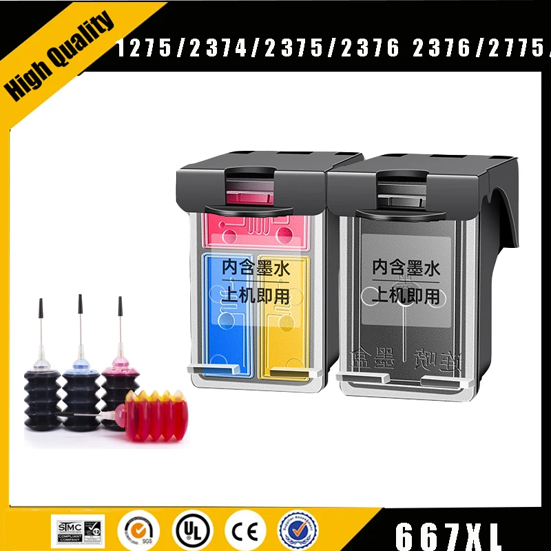 

einkshop 667XL Refill Ink Kit Compatible for HP 667 hp667 Ink Cartridge Deskjet Ink Advantage 1275/2374/2375/2376/2775/2776