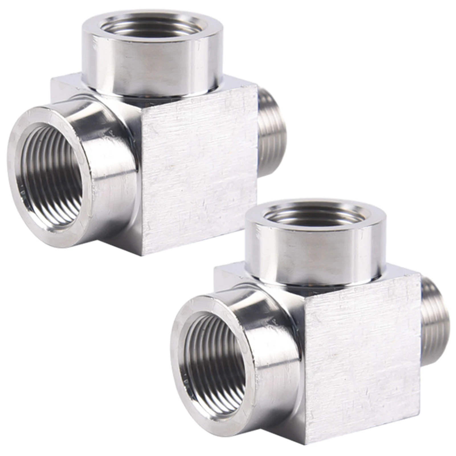 

2pcs Smooth Watering Safe Strong Connection Gardening Polishing Farm Tee Pipe Fittings Thickened Design Reliable Stainless Steel