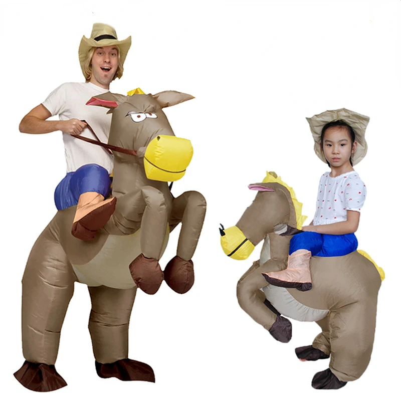 

Inflatable Horse Cowboy Cosplay Costumes For Women Blowup Halloween Anime Inflatable Costume Mascot Party Costume For Children