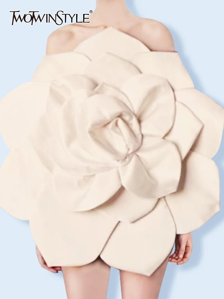 

Женское мини-платье TWOTWINSTYLE, однотонное лоскутное платье с аппликацией, без бретелек, с высокой талией, 2023