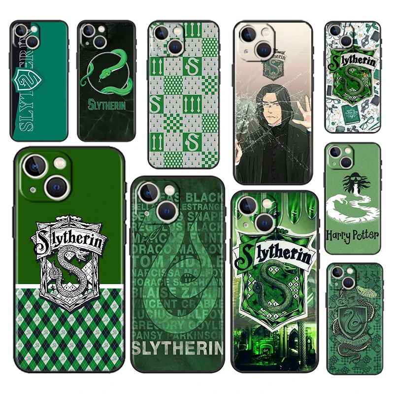 

P-Potters Dark Magic Art Slytherin DC Black Phone Case For Apple iPhone 14 13 12 11 Pro Max Mini XS Max X XR 7 8 Plus Soft Cover